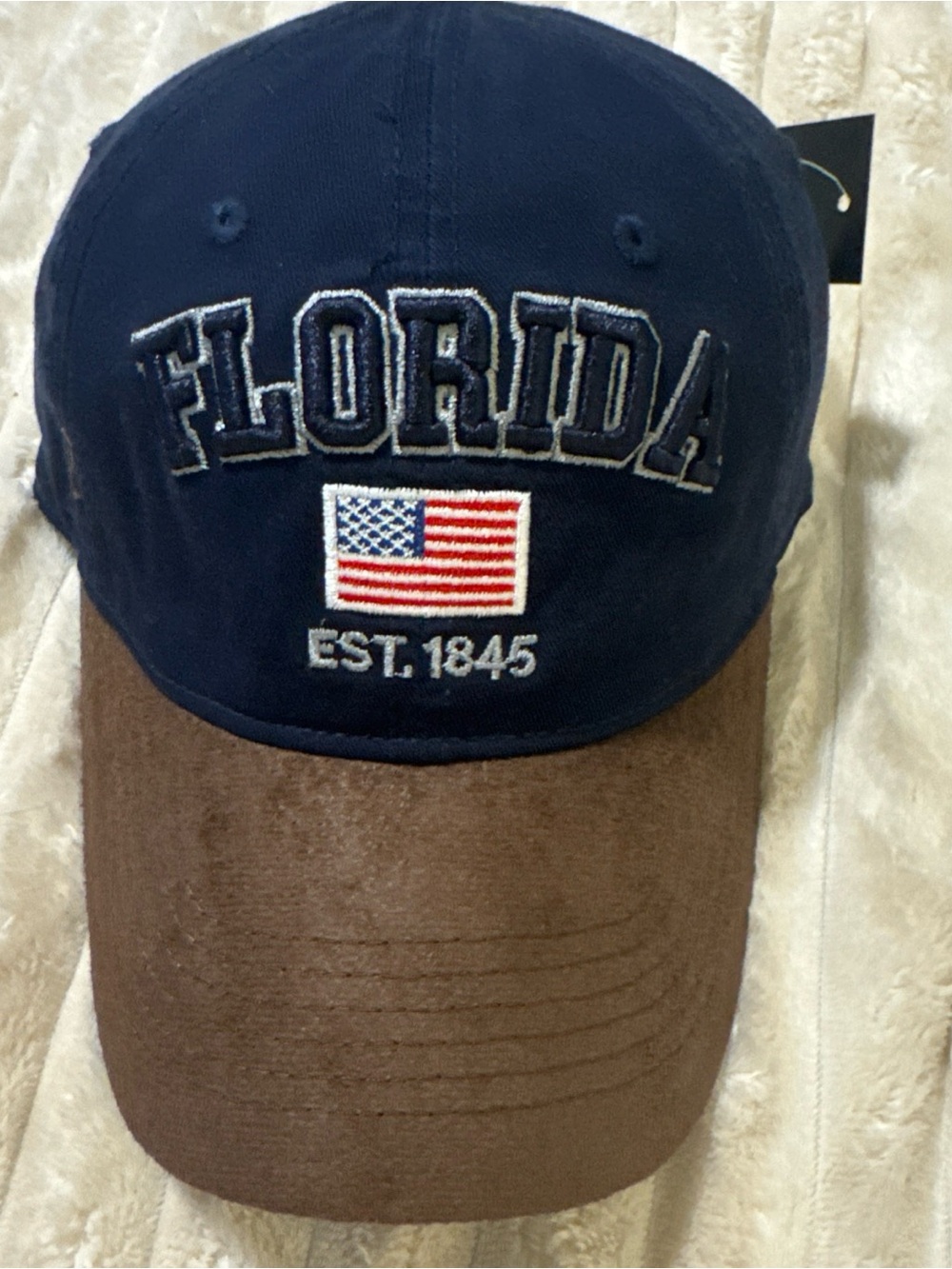 Florida Embroidered Flag Baseball Cap - Navy and Brown